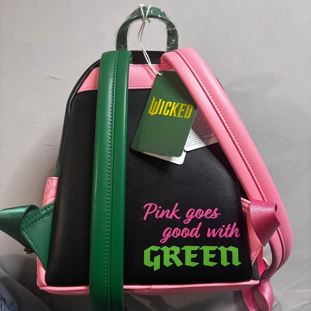 Loungefly Wicked Pink Green Colorblock Mini Backpack Elphaba Glinda Universal - Picture 6 of 7